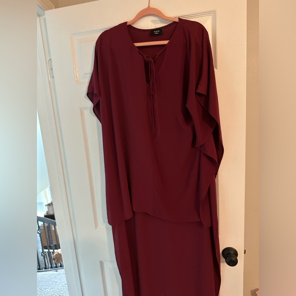 Elegant Burgundy layered top (longer in back)